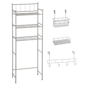 4 Piece Steel Satin Nickel Bath Shelves Set 15 lb Capacity per Shelf for Adult - Teen Ages