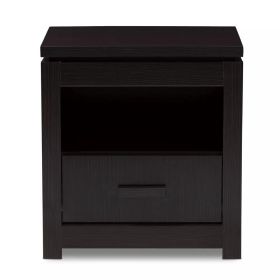 Bienna Modern and Contemporary Finished 1 Drawer Nightstand Dark Brown