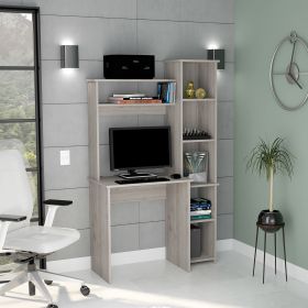 Desk Logan, Five Cubbies, Light Gray Finish