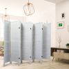 Sycamore wood 8 Panel Screen Folding Louvered Room Divider - Old white