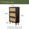 Rattan Narrow Shoe Cabinet with 3 FILP Drawers, Freestanding Shoe Storage Organizer, Modern Shoe Organizer Cabinet for Entryway, Black