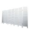 Sycamore wood 8 Panel Screen Folding Louvered Room Divider - Old white