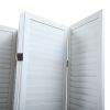 Sycamore wood 8 Panel Screen Folding Louvered Room Divider - Old white