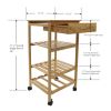 Kitchen Storage Cart with Wine Rack, 15.25Wx15.25Dx31.5H