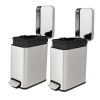 Trash Can, 1.3 Gallon Slim Step On Bathroom Trash Can, Stainless steel, Twin Pack