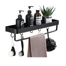 Bathroom Towel Rack with Hook and Rod Apace Aluminum Shelf (size: shelve+hook+rod-40cm)