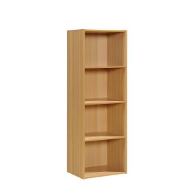 4-Shelf Wood Bookcase (Color: Beech)