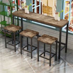 Modern Design Kitchen Dining Table, Pub Table, Long Dining Table Set with 3 Stools, Easy Assembly (Color: Natural)