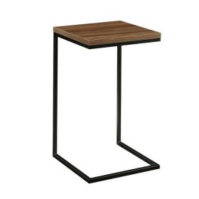 C-Shape Metal End Table, Espresso/Black Finish (Color: Canyon Walnut)