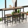 Modern Design Kitchen Dining Table, Pub Table, Long Dining Table Set with 3 Stools, Easy Assembly