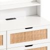 43.31"6-Drawers Rattan Storage Cabinet Rattan Drawer with LED Lights and Power Outlet,for Bedroom,Living Room