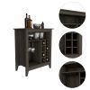 Future Bar Cabinet, Six Built-in Wine Rack, One Open Drawer, One Open Shelf, Carbon Espresso