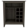 Future Bar Cabinet, Six Built-in Wine Rack, One Open Drawer, One Open Shelf, Carbon Espresso